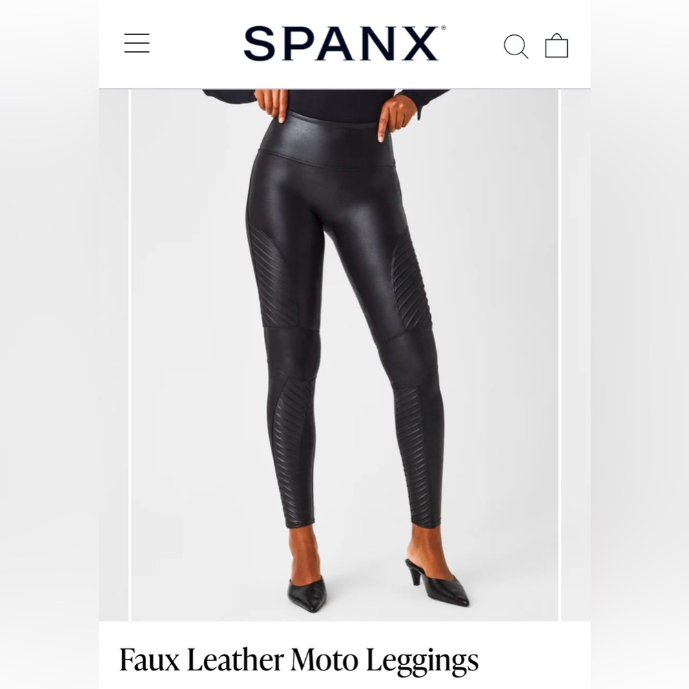 SPANX Faux Leather Moto Leggings M